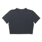 NIKE Womens Black Graphic Crop T-Shirt L Short Sleeve Crew Neck Cotton Blend