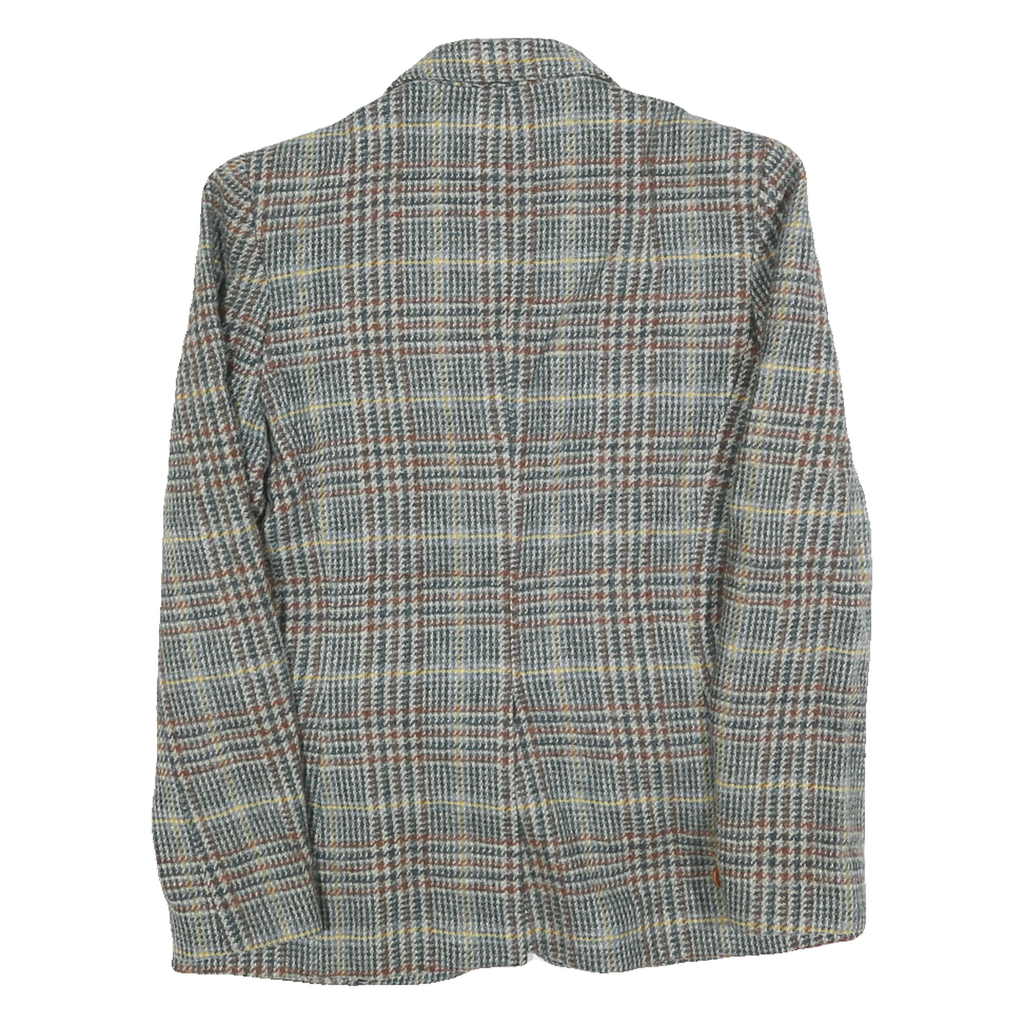 JOHN MEYER Womens Grey & Brown Checked Wool Button Jacket S Woven Classic