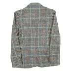 JOHN MEYER Womens Grey & Brown Checked Wool Button Jacket S Woven Classic