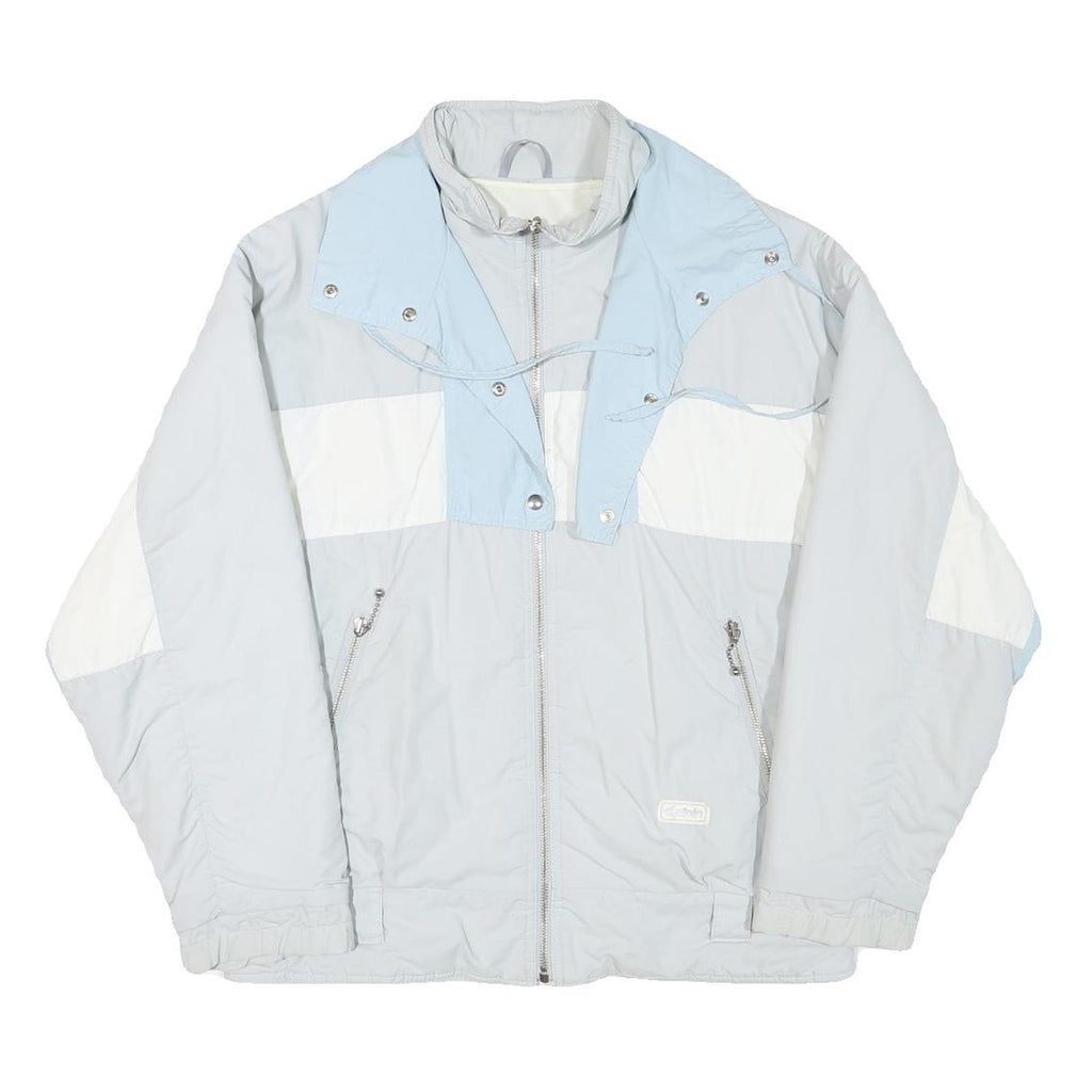 ALPIN Womens Light Blue & White Jacket M Polyester Blend Zip Casual Outerwear