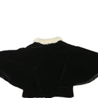 Womens Black Velvet & Cream Faux Fur Collar Cropped Jacket XXS Polyester Blend