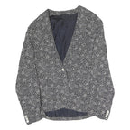 Womens Black & White Floral Jacket L Polyester Button Closure Classic Fit