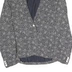 Womens Black & White Floral Jacket L Polyester Button Closure Classic Fit