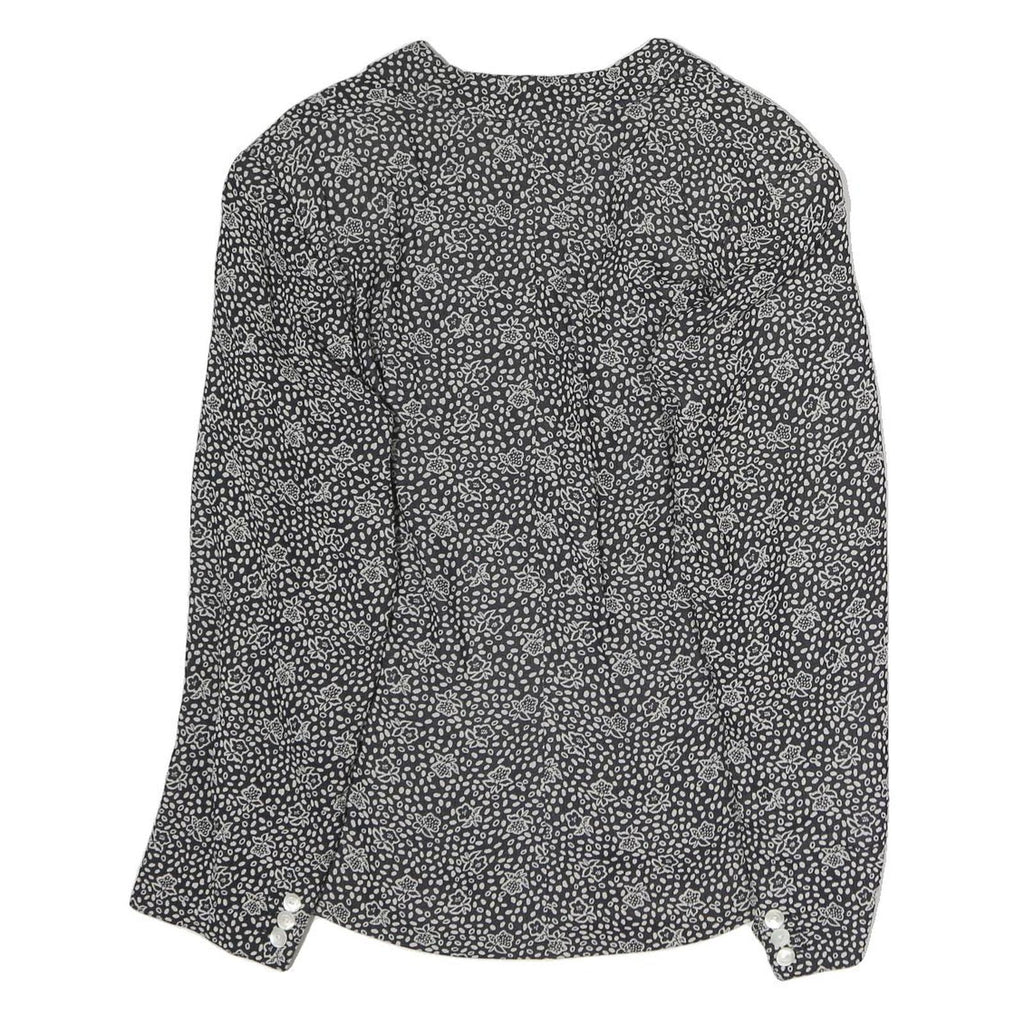 Womens Black & White Floral Jacket L Polyester Button Closure Classic Fit