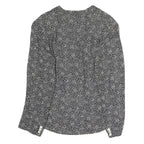 Womens Black & White Floral Jacket L Polyester Button Closure Classic Fit