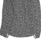 Womens Black & White Floral Jacket L Polyester Button Closure Classic Fit