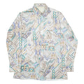Zip Up Mens Shirt Brown Geometric Long Sleeve M