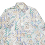 Zip Up Mens Shirt Brown Geometric Long Sleeve M