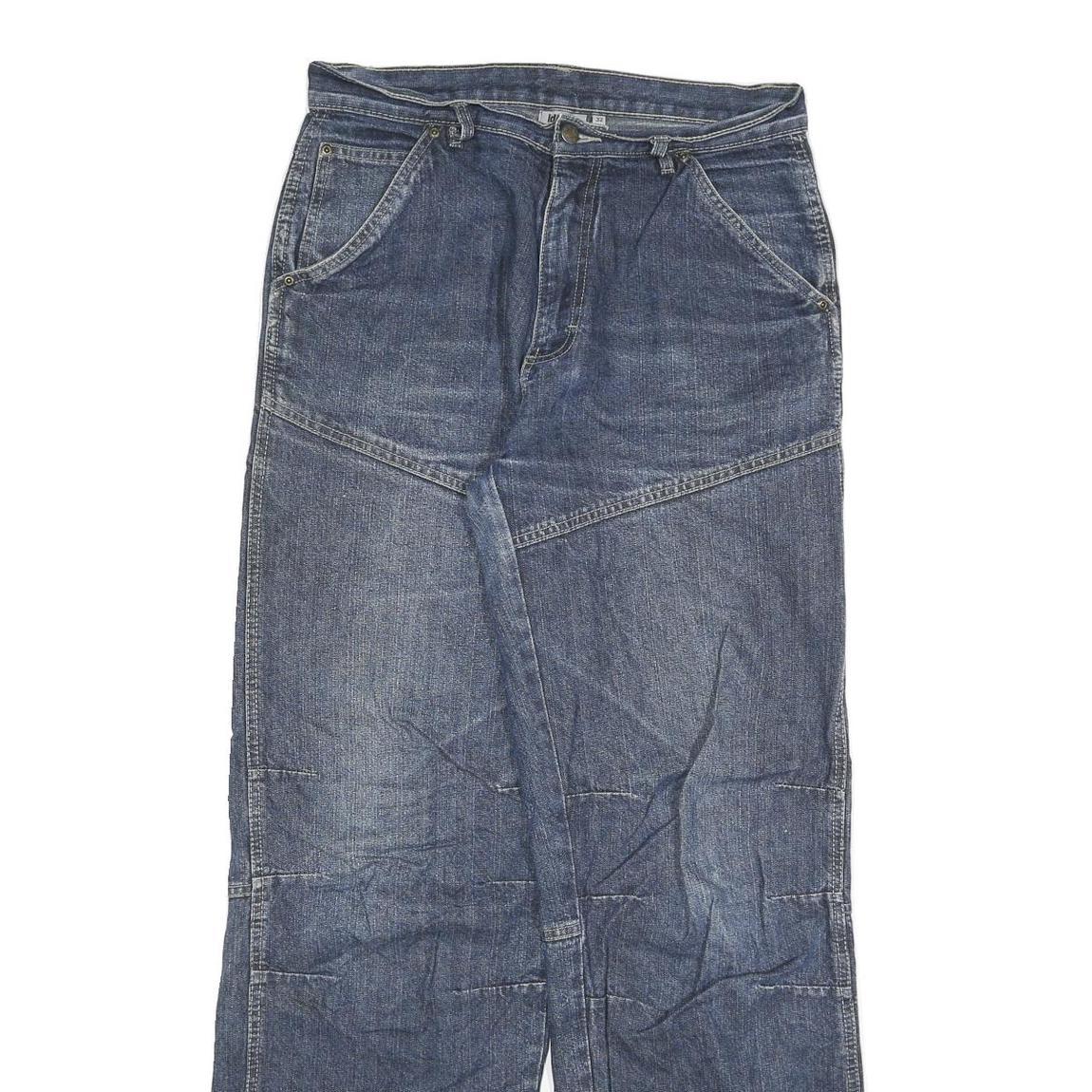 IDENTIC Mens Jeans Blue Regular Straight Denim Medium W30 L33 Cotton Blend Zip