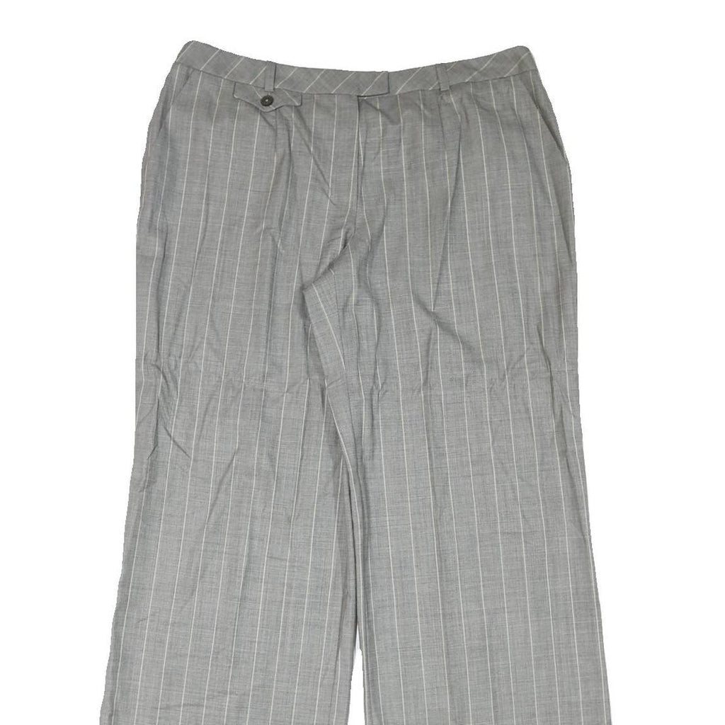 ESCADA Womens Cotton Blend Grey Pinstripe Regular Straight Trousers W34 L33