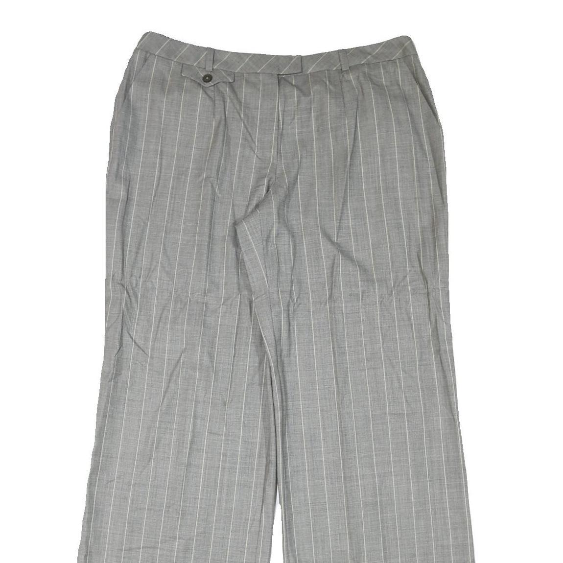 ESCADA Womens Cotton Blend Grey Pinstripe Regular Straight Trousers W34 L33