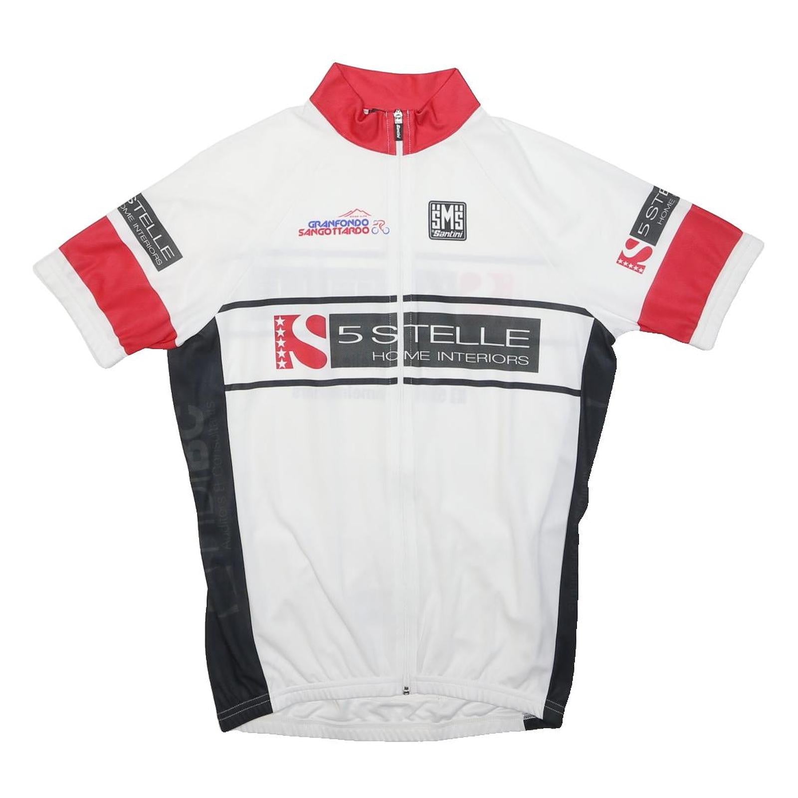 SANTINI Mens White & Red Granfondo Sangottardo Racing Cycling Jersey L Short