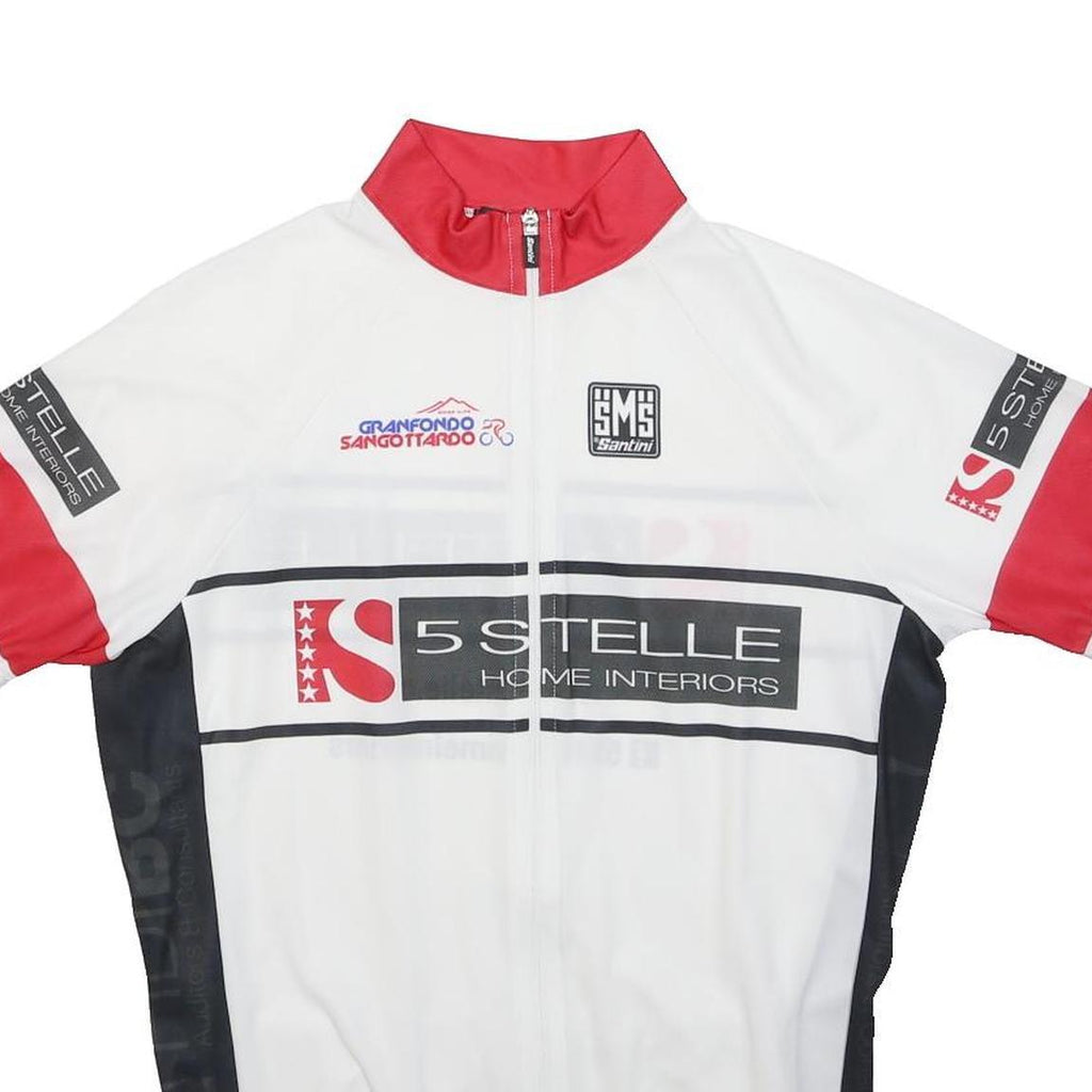 SANTINI Mens White & Red Granfondo Sangottardo Racing Cycling Jersey L Short