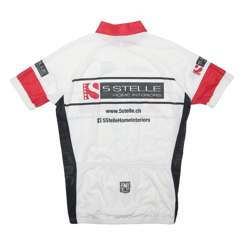 SANTINI Mens White & Red Granfondo Sangottardo Racing Cycling Jersey L Short
