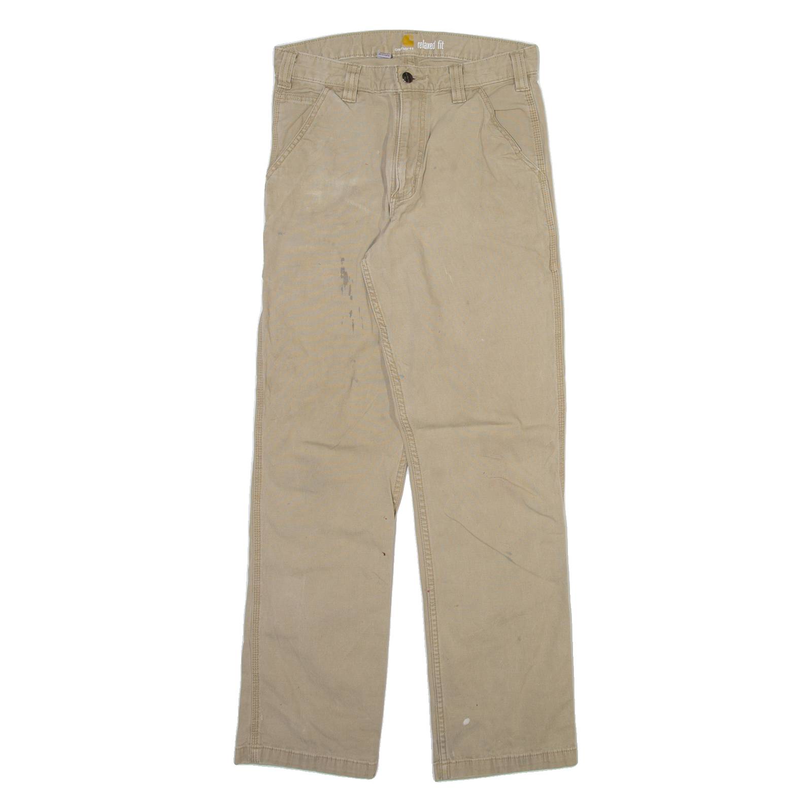 CARHARTT Carpenter Mens Trousers Beige Relaxed Straight W30 L32