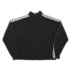 ADIDAS Womens Black & White Cotton Blend 1/4 Zip Sweatshirt UK 12 Logo Tape