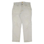 CARHARTT Mens Cotton Beige Regular Straight Trousers W34 L30 Workwear Zip