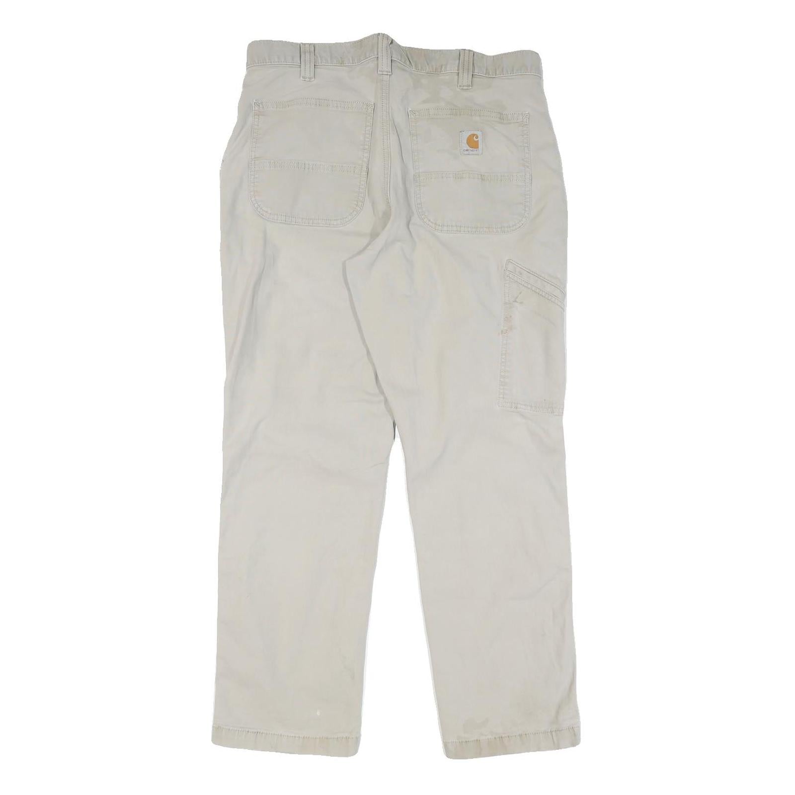 CARHARTT Mens Cotton Beige Regular Straight Trousers W34 L30 Workwear Zip