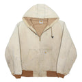 CARHARTT Mens Beige & Brown Workwear Jacket XL Cotton Blend Zip Hooded