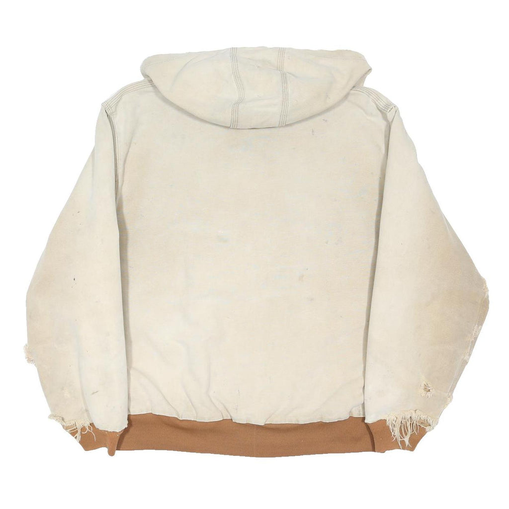 CARHARTT Mens Beige & Brown Workwear Jacket XL Cotton Blend Zip Hooded