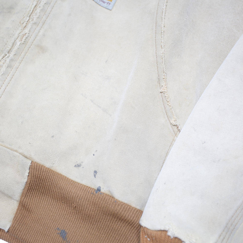 CARHARTT Mens Beige & Brown Workwear Jacket XL Cotton Blend Zip Hooded