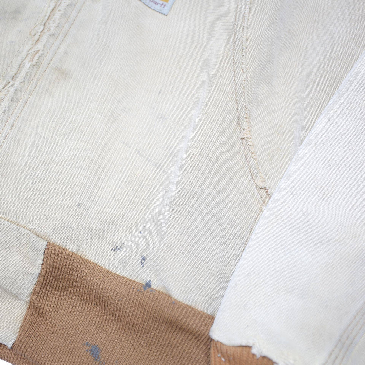 CARHARTT Mens Beige & Brown Workwear Jacket XL Cotton Blend Zip Hooded