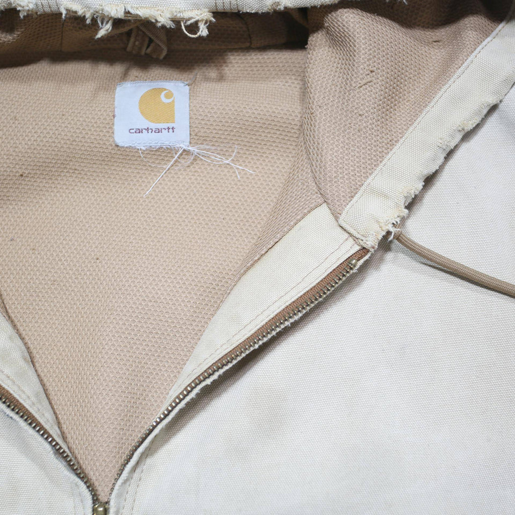 CARHARTT Mens Beige & Brown Workwear Jacket XL Cotton Blend Zip Hooded