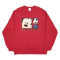 DISNEY Mens Red Mickey Crew Neck L Sweatshirt Cartoon Cotton Blend Comfortable