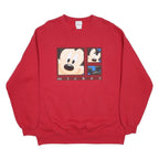 DISNEY Mens Red Mickey Crew Neck L Sweatshirt Cartoon Cotton Blend Comfortable