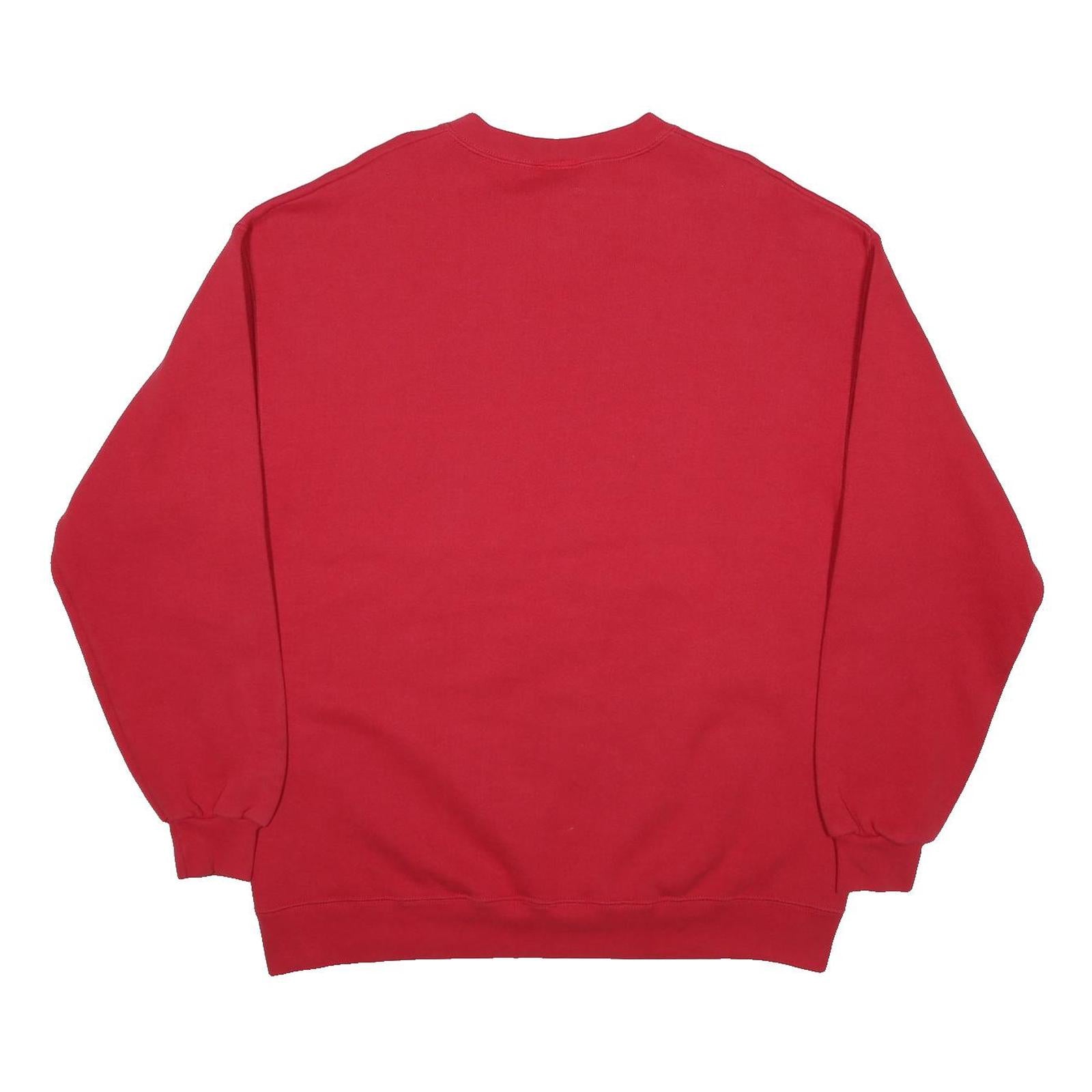 DISNEY Mens Red Mickey Crew Neck L Sweatshirt Cartoon Cotton Blend Comfortable