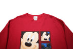 DISNEY Mens Red Mickey Crew Neck L Sweatshirt Cartoon Cotton Blend Comfortable