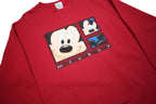 DISNEY Mens Red Mickey Crew Neck L Sweatshirt Cartoon Cotton Blend Comfortable