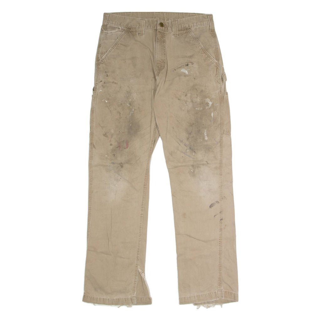 CARHARTT Carpenter Mens Twill Trousers Beige Relaxed Straight W33 L34