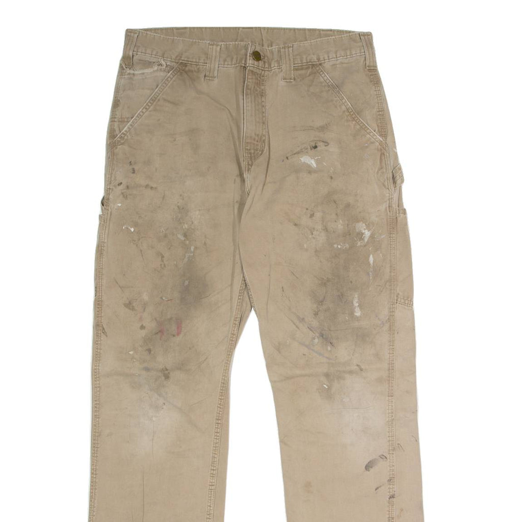 CARHARTT Carpenter Mens Twill Trousers Beige Relaxed Straight W33 L34