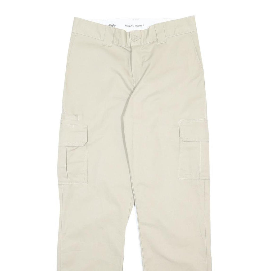 DICKIES Mens Cotton Blend Beige Regular Straight Trousers W30 L32 Workwear