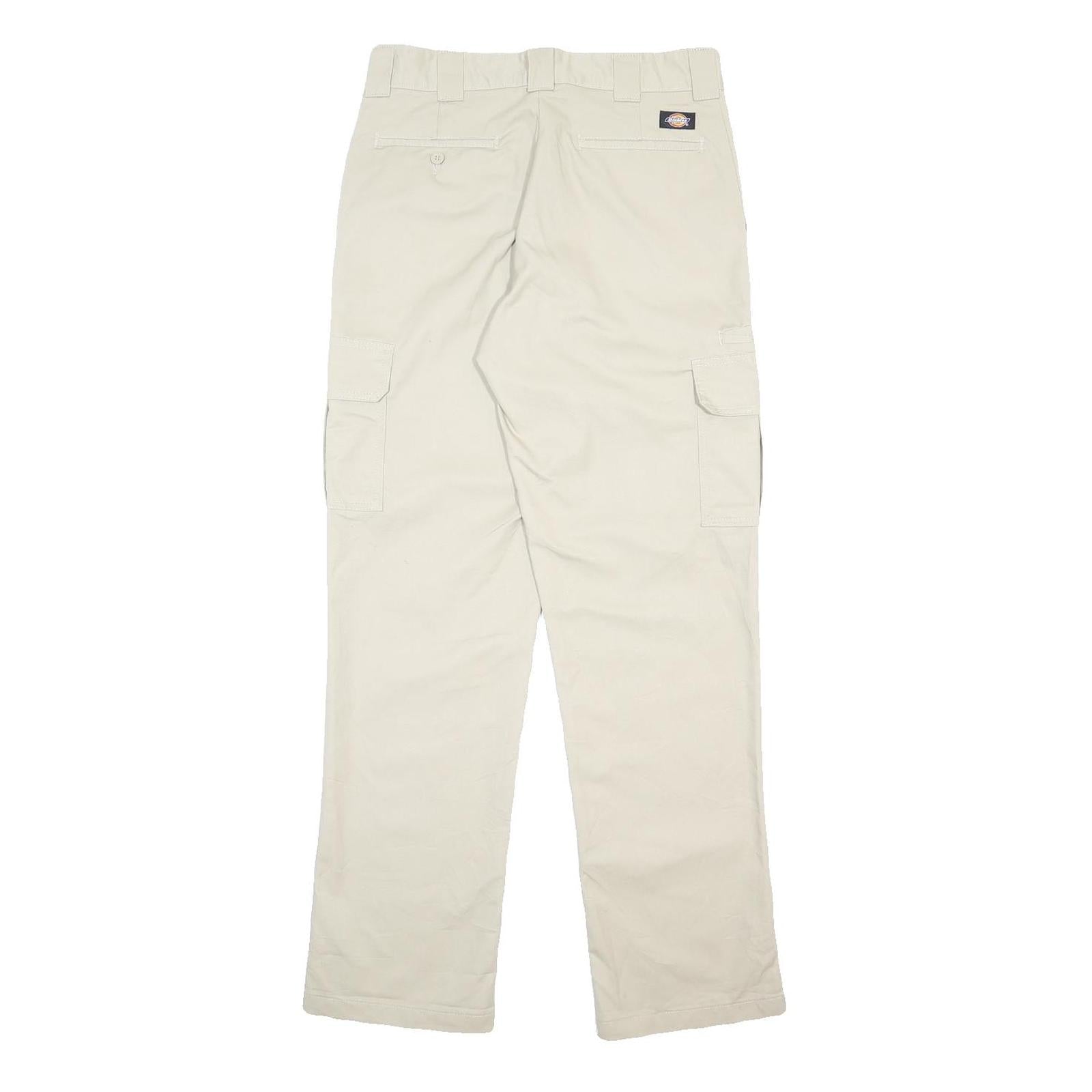 DICKIES Mens Cotton Blend Beige Regular Straight Trousers W30 L32 Workwear
