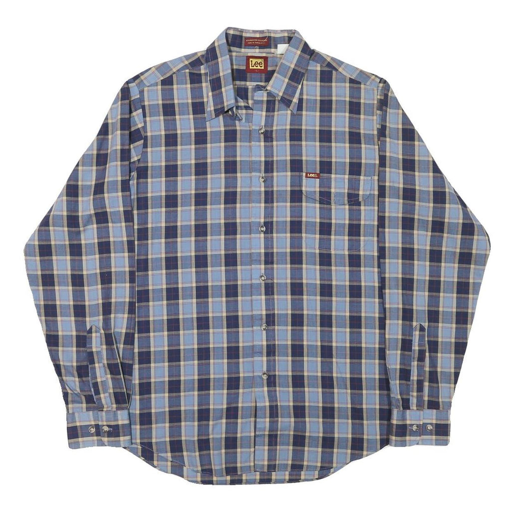 LEE Mens Blue & Beige Checked Shirt L Casual Button Down Long Sleeve