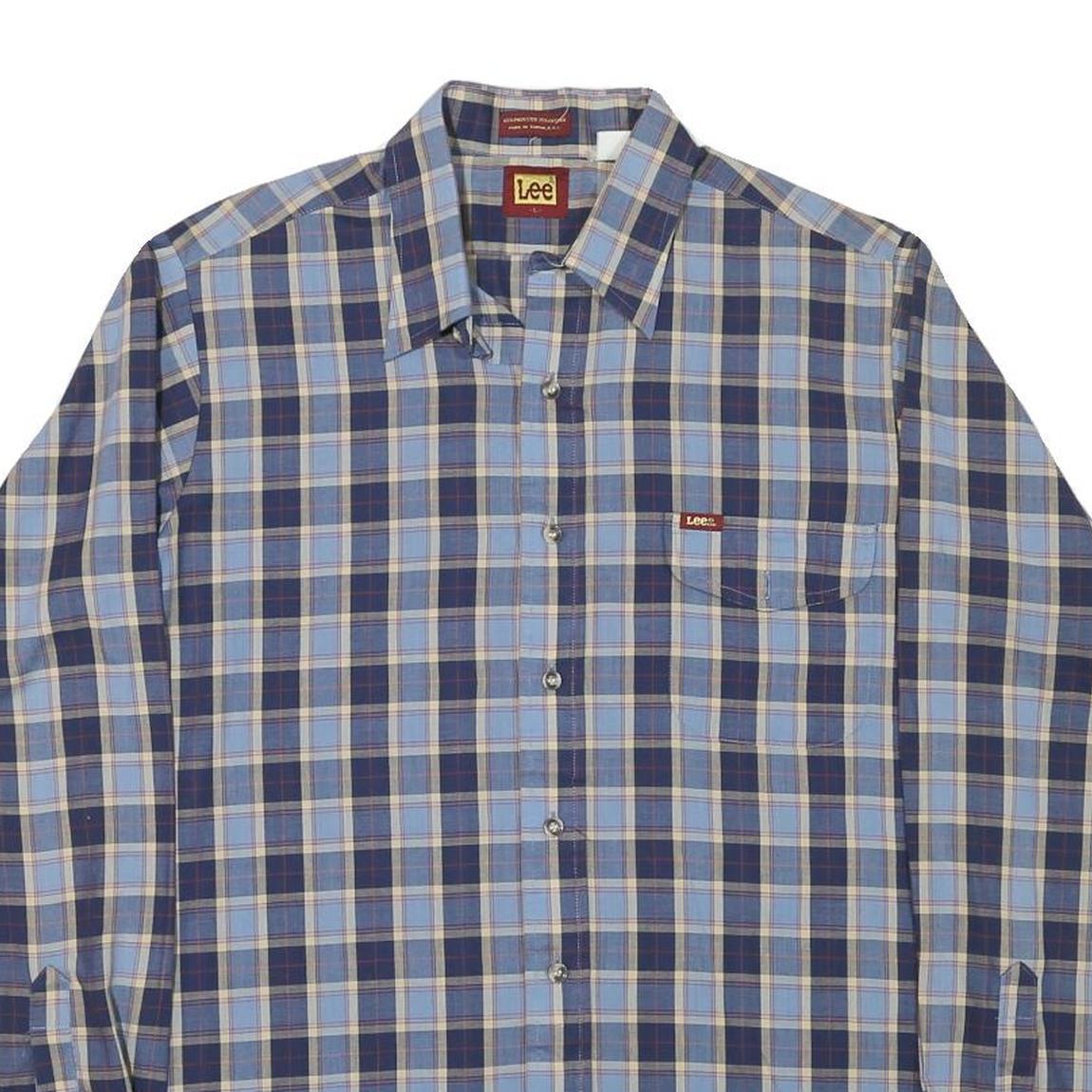 LEE Mens Blue & Beige Checked Shirt L Casual Button Down Long Sleeve