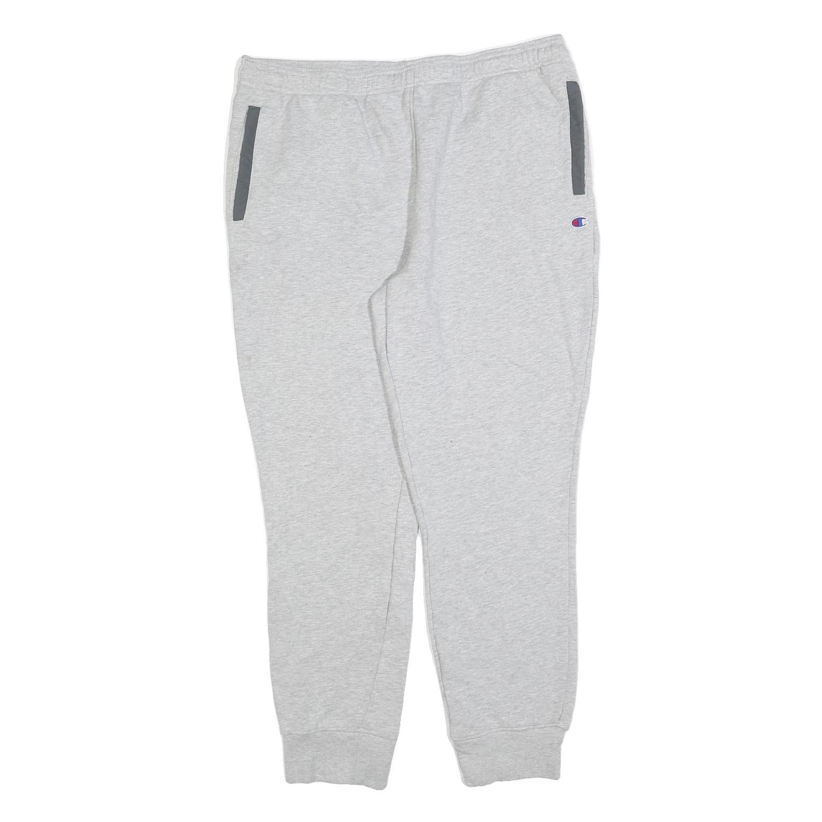 CHAMPION Mens Joggers Light Grey Cotton Blend Slim Tapered XL W36 L30 Casual