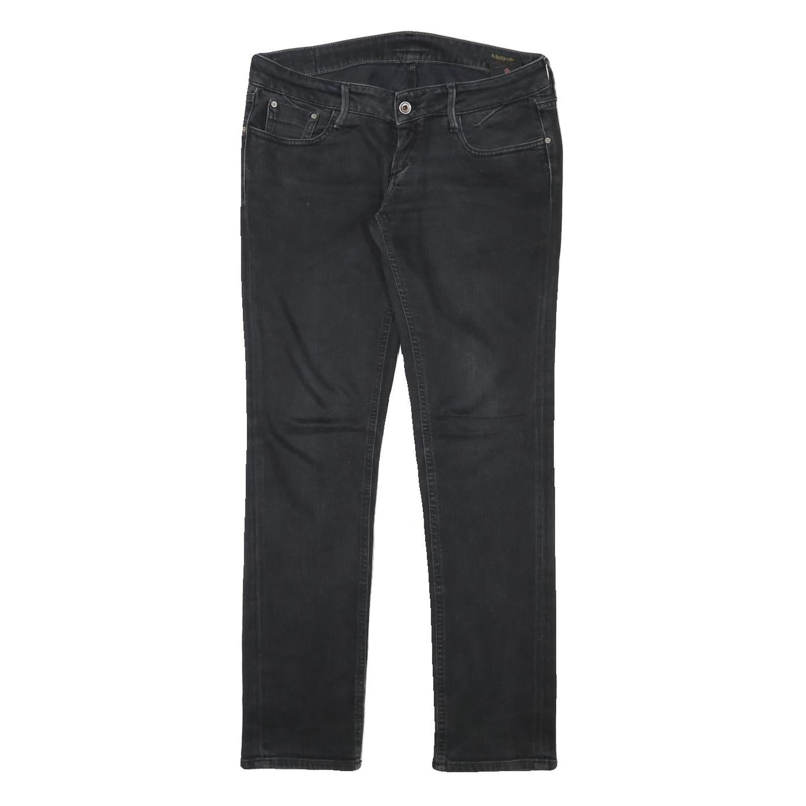 MELTIN POT Womens Jeans Black Slim Skinny Denim W32 L30 Stylish Zip Closure
