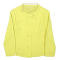 Womens Yellow Wool Blend Button Jacket XS Plain Classic Fit Bow Detail