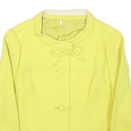 Womens Yellow Wool Blend Button Jacket XS Plain Classic Fit Bow Detail