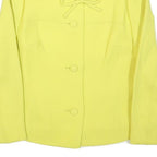 Womens Yellow Wool Blend Button Jacket XS Plain Classic Fit Bow Detail