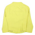 Womens Yellow Wool Blend Button Jacket XS Plain Classic Fit Bow Detail