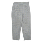 PRIESS Womens Wool Blend Grey Checked Regular Fit Straight Leg Trousers W28 L26