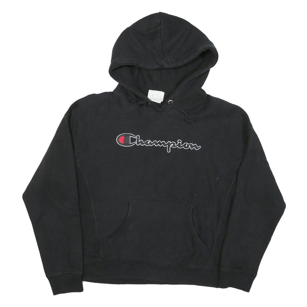CHAMPION Mens Black Pullover Hoodie M Cotton Blend Comfortable Casual Sweatshirt