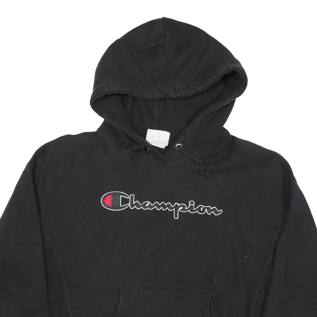 CHAMPION Mens Black Pullover Hoodie M Cotton Blend Comfortable Casual Sweatshirt