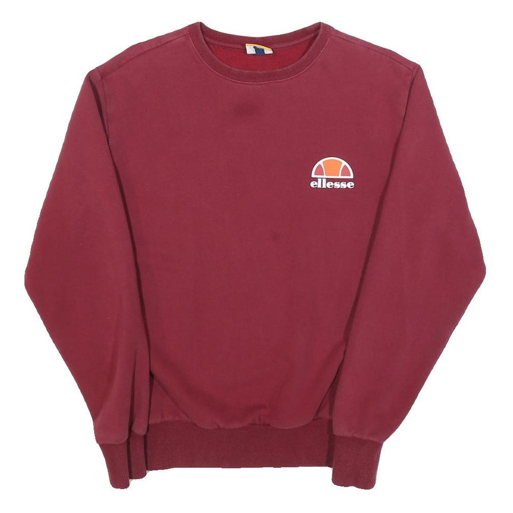ELLESSE Mens Maroon Crew Neck Sweatshirt S Cotton Blend Pullover Casual