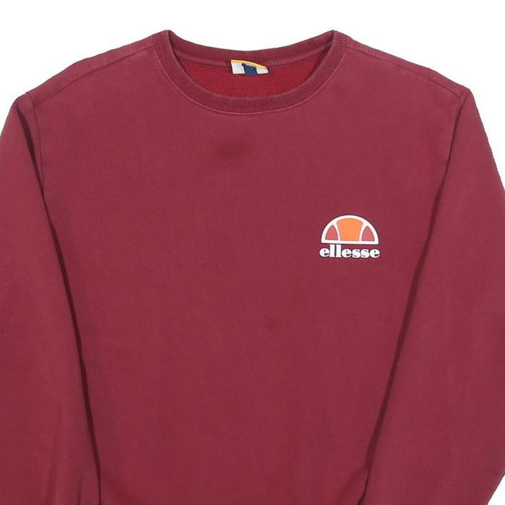ELLESSE Mens Maroon Crew Neck Sweatshirt S Cotton Blend Pullover Casual