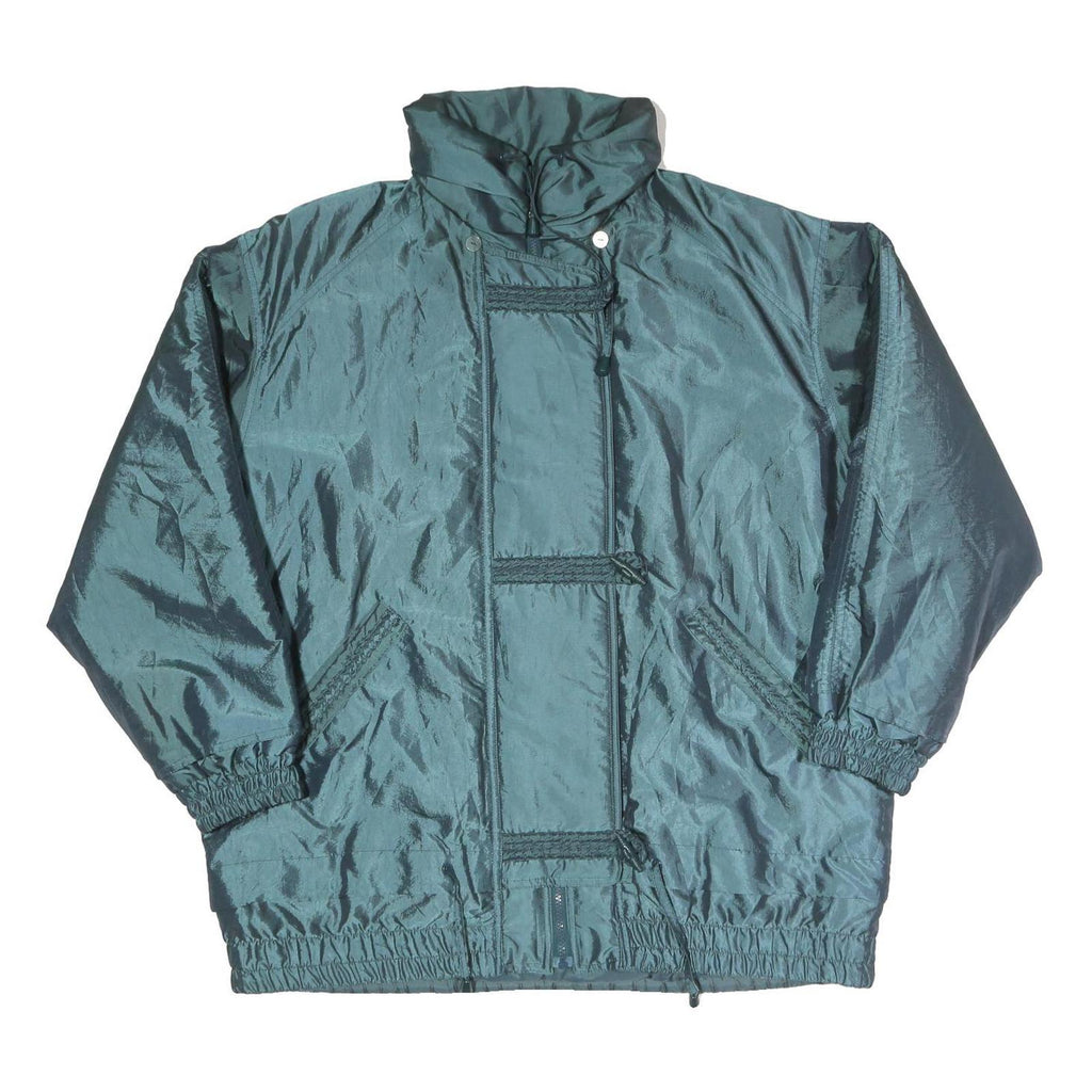 Mens Blue Polyester Blend Jacket L Zip Plain Windbreaker Outdoor Casual